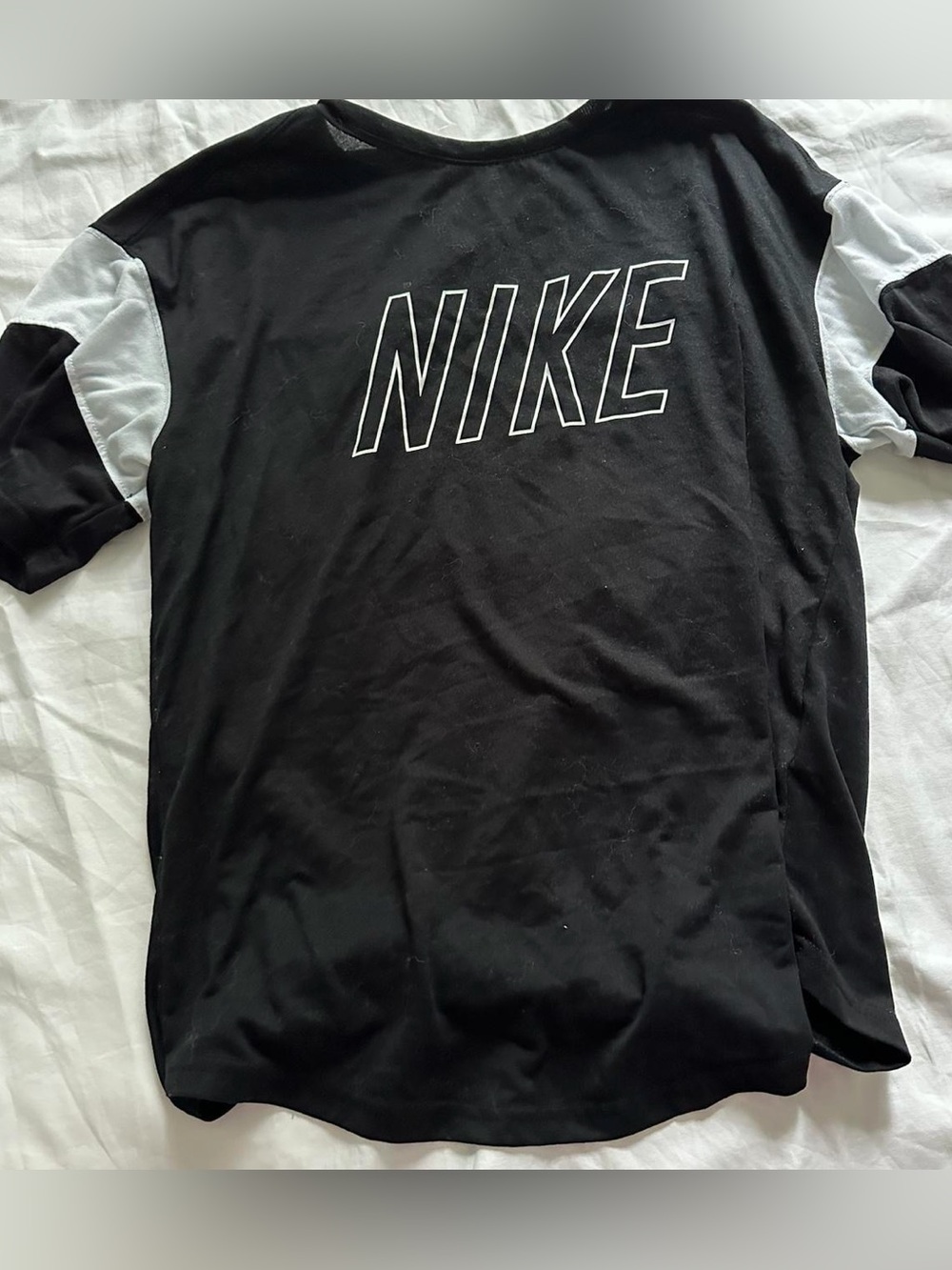 Nike Black Short Sleeve Tee with White Sleeve Panels
